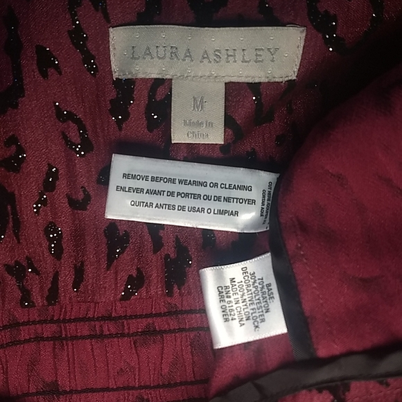 Laura Ashley Burgundy Wine with Black Leopard sequin blazer size M - Picture 14 of 15